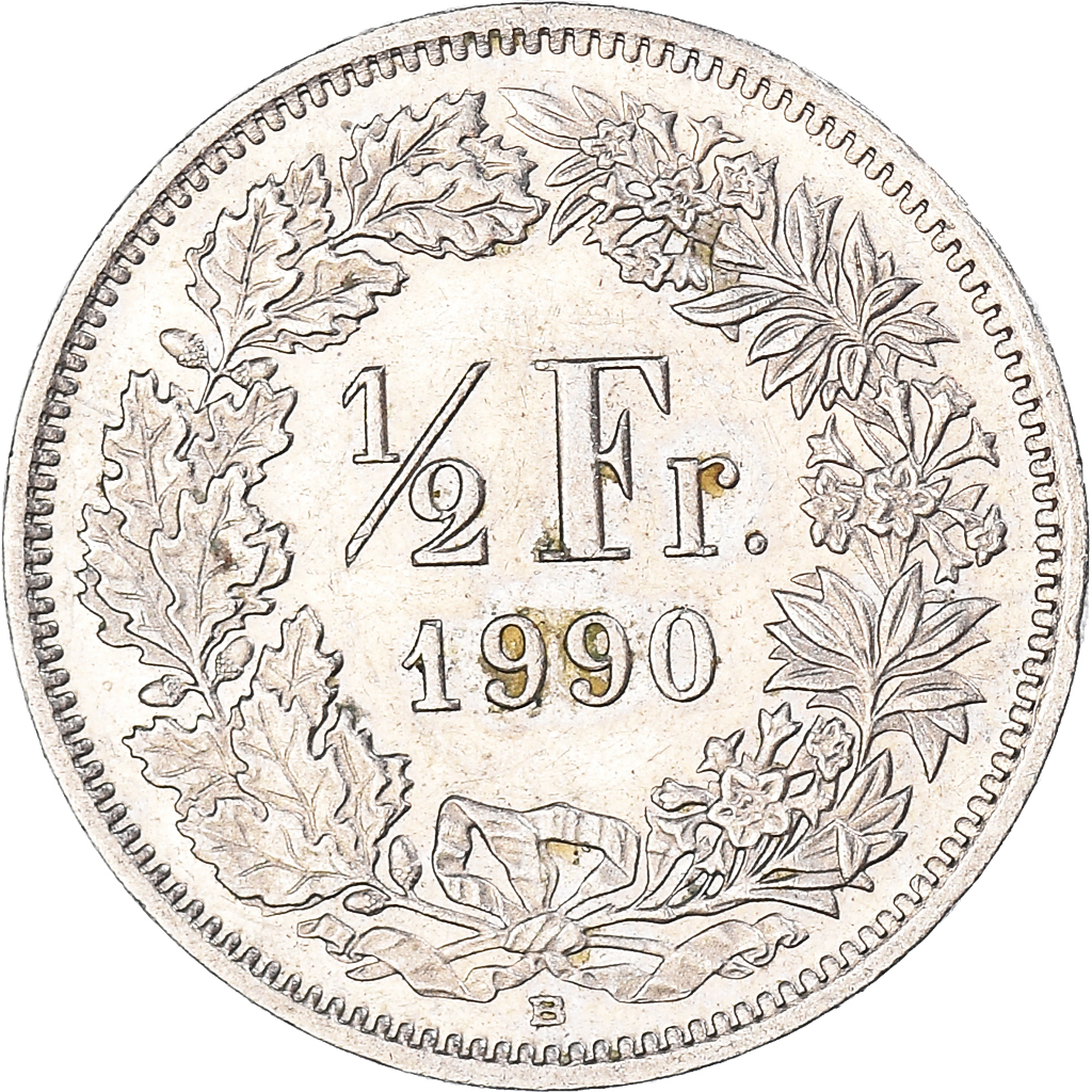 Moneda, Suiza, 1/2 Franc, 1990
