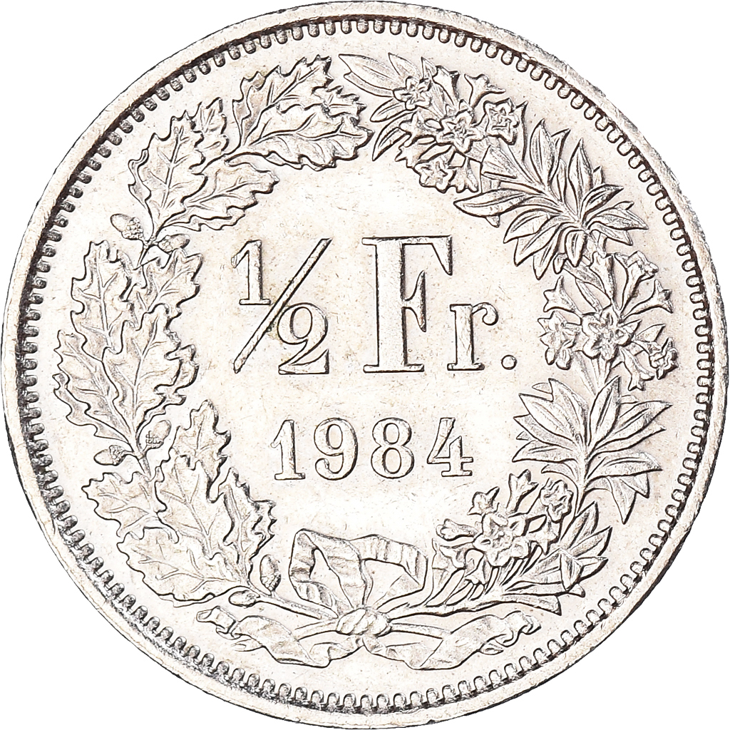 Moneda, Suiza, 1/2 Franc, 1984