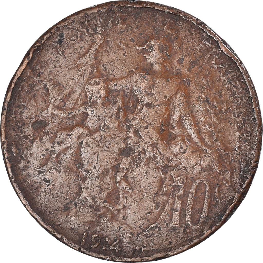 Moneda, Francia, 10 Centimes, 1914