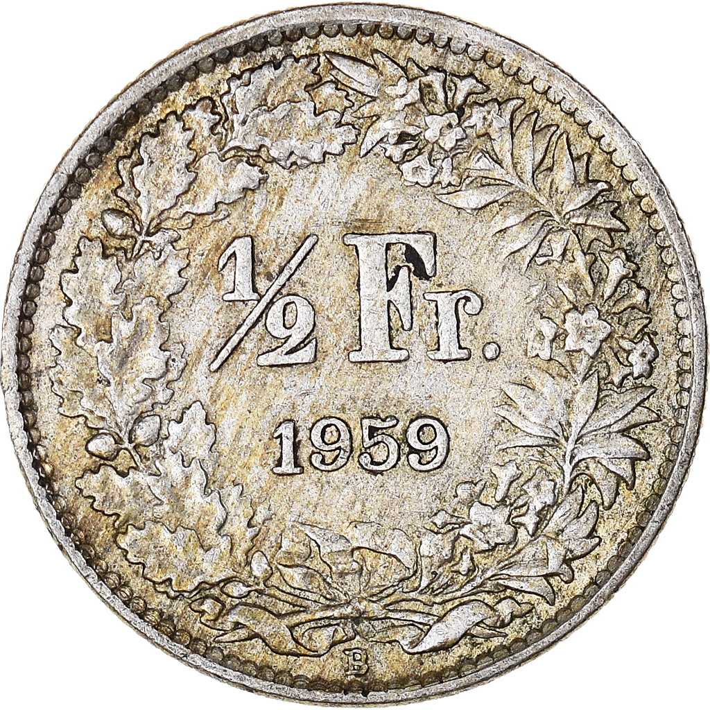 Moneda, Suiza, 1/2 Franc, 1959
