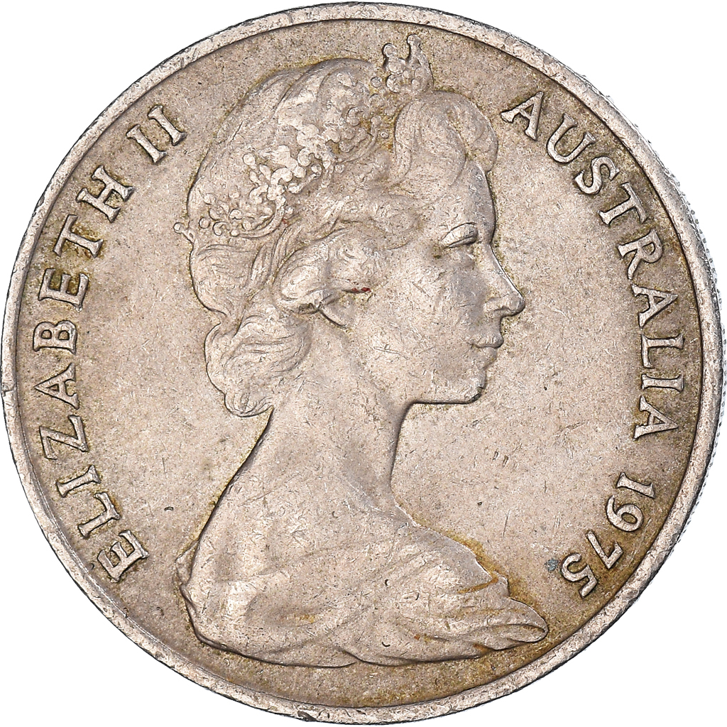Moneda, Australia, 20 Cents, 1975