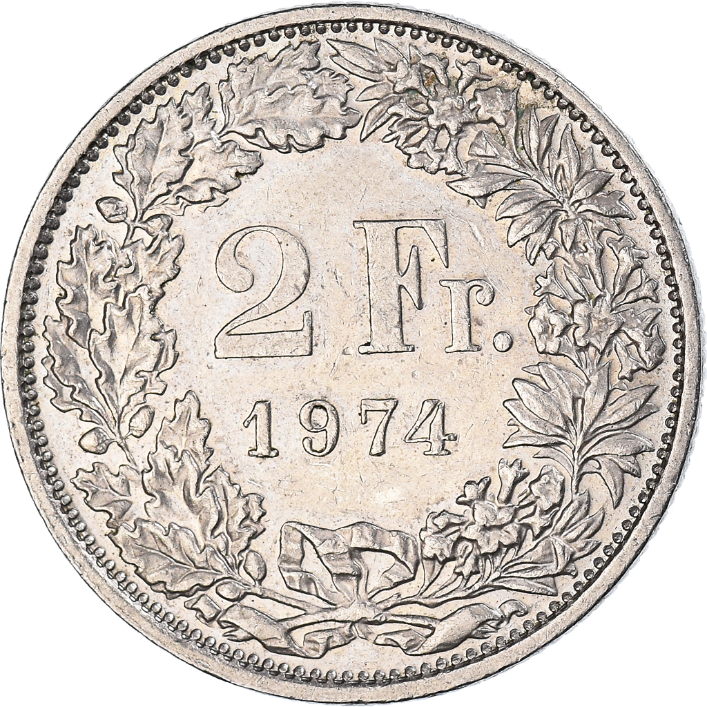 Moneda, Suiza, 2 Francs, 1974