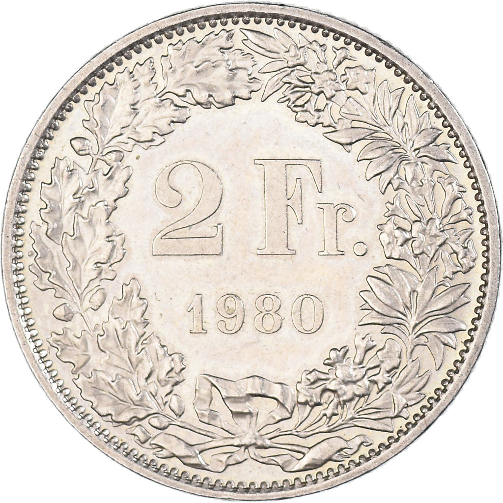 Moneda, Suiza, 2 Francs, 1980