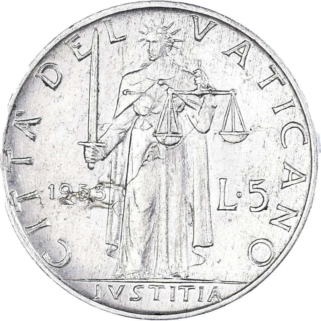 Coin, VATICAN CITY, 5 Lire, 1953