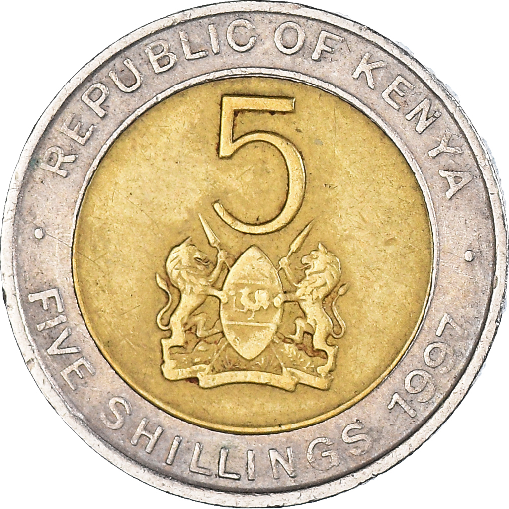Moneda, Kenia, 5 Shillings, 1997