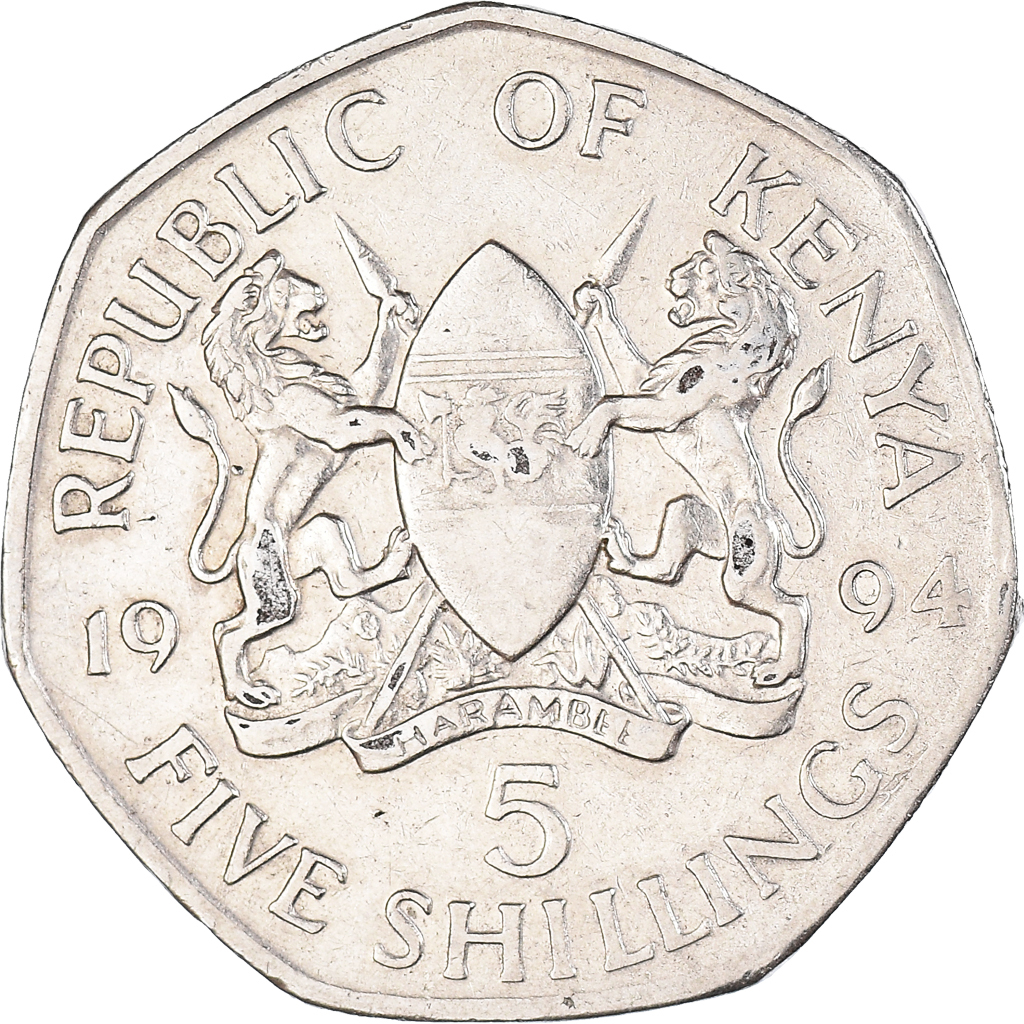 Moneda, Kenia, 5 Shillings, 1994