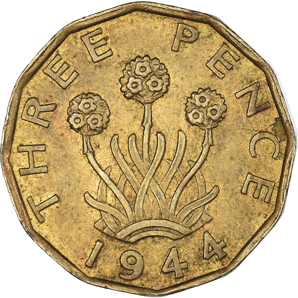 Moneda, Gran Bretaña, 3 Pence, 1944