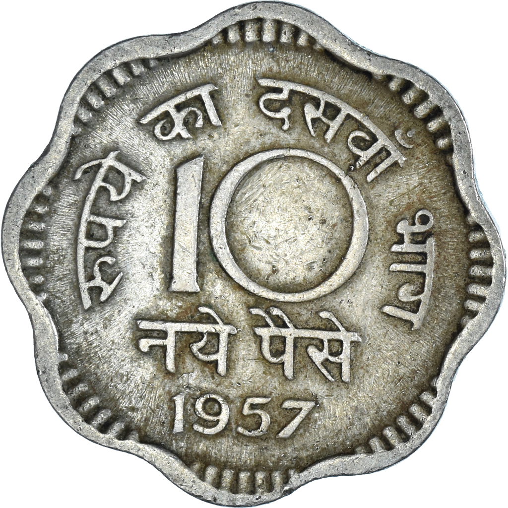 Coin, INDIA-REPUBLIC, 10 Naye Paise, 1957, Calcutta, , Copper-nickel