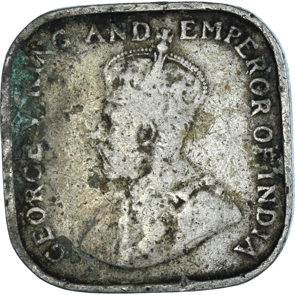 Moneda, Ceilán, George V, 5 Cents, 1920, BC, Cobre - níquel, KM:108