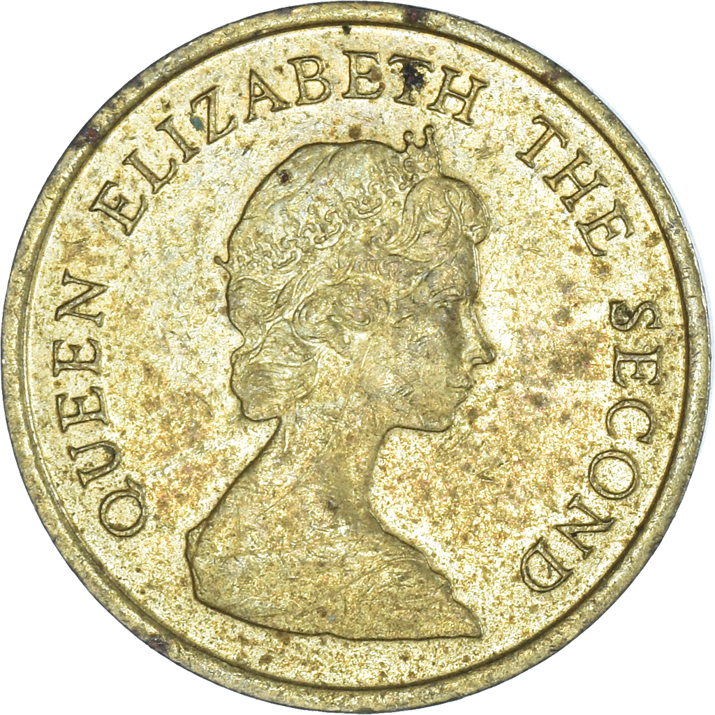 Moneda, Hong Kong, Elizabeth II, 10 Cents, 1982, Royal Mint, BC+, Níquel -