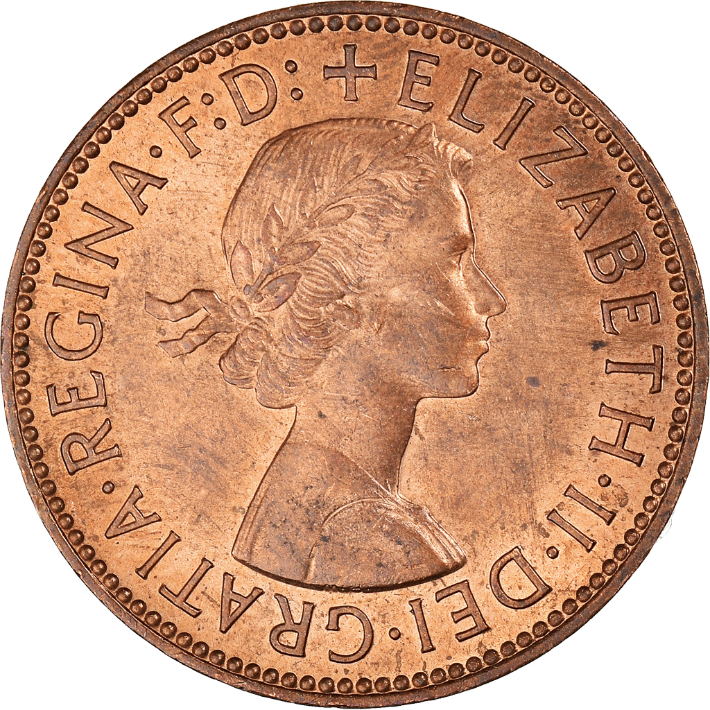 Moneda, Gran Bretaña, Elizabeth II, 1/2 Penny, 1963, SC, Bronce, KM:896