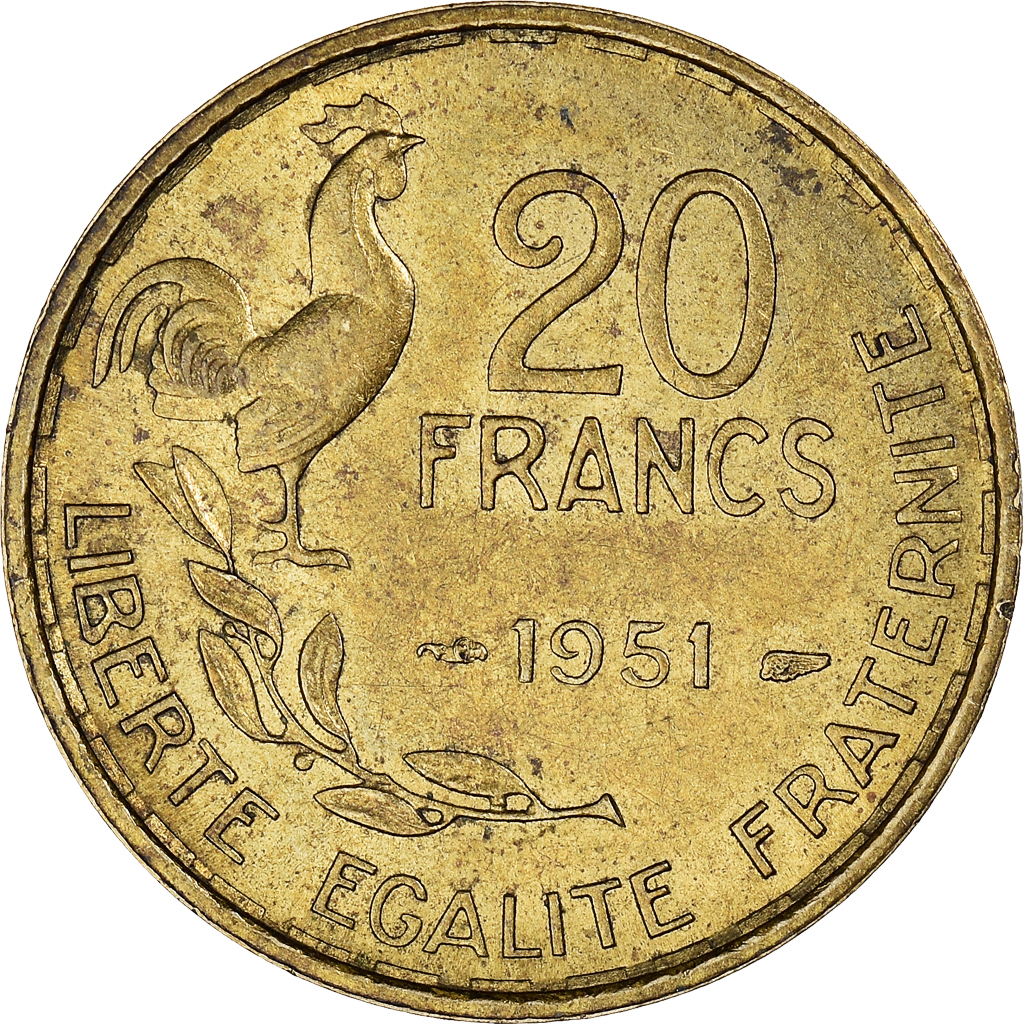 Coin, France, Guiraud, 20 Francs, 1951, Paris, , Aluminum-Bronze