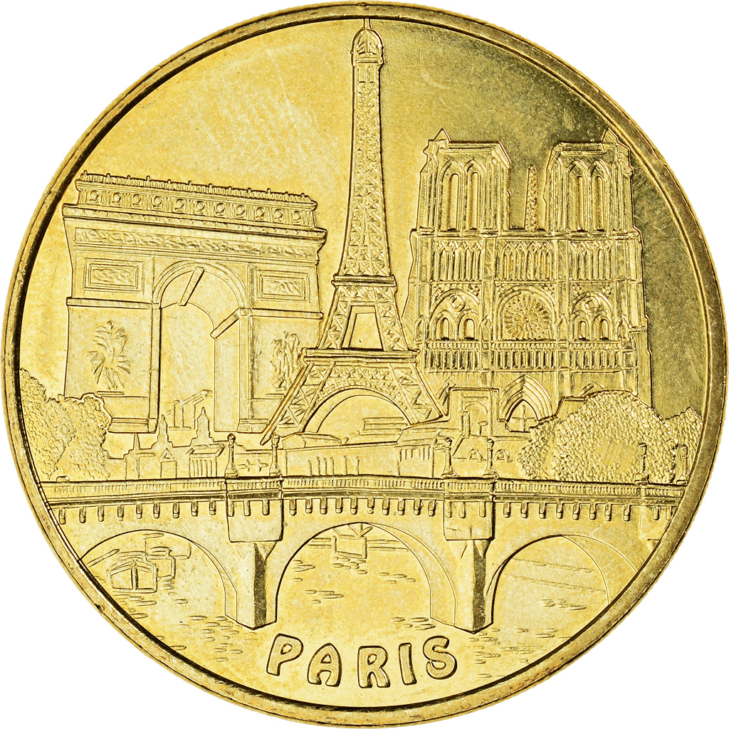Francia, zeton, Monuments de Paris, La Tour Eiffel, 2017, MDP, EBC, Aluminio y