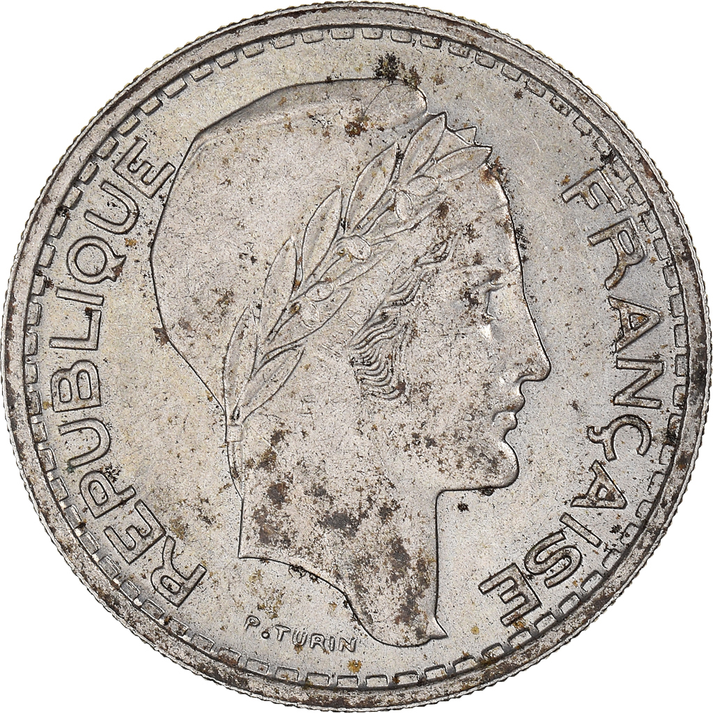 Moneda, Francia, Turin, 10 Francs, 1949, Beaumont - Le Roger, EBC, Cobre -