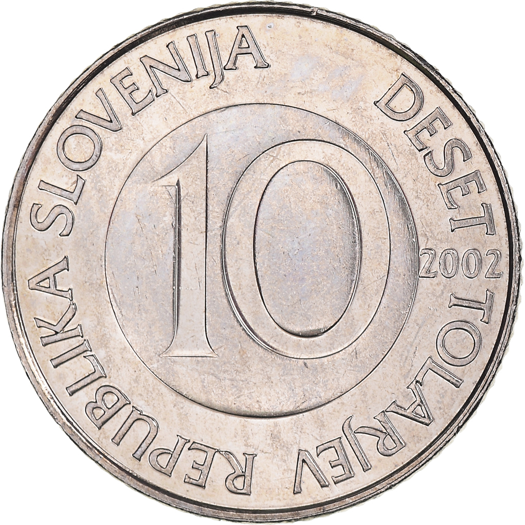 Moneda, Eslovenia, 10 Tolarjev, 2002, Kremnica, FDC, Cobre - níquel, KM:41