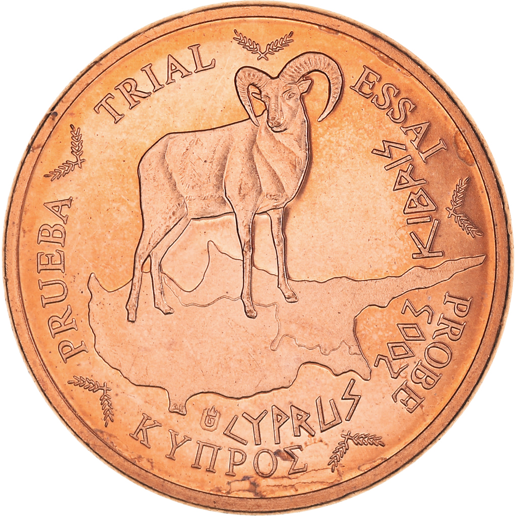 Chipre, Euro Cent, Type 1, 2003, unofficial private coin, FDC, Cobre chapado en