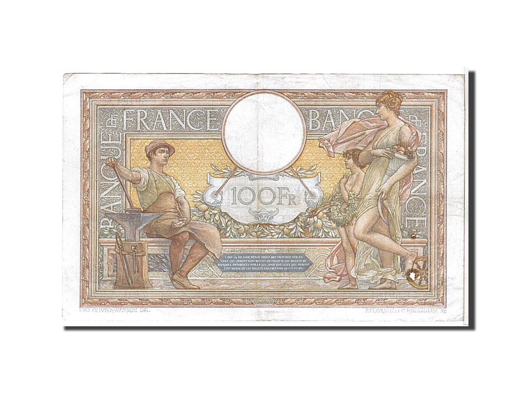 Banknote, France, 100 Francs, 100 F 1908-1939 ''Luc Olivier Merson'', 1938