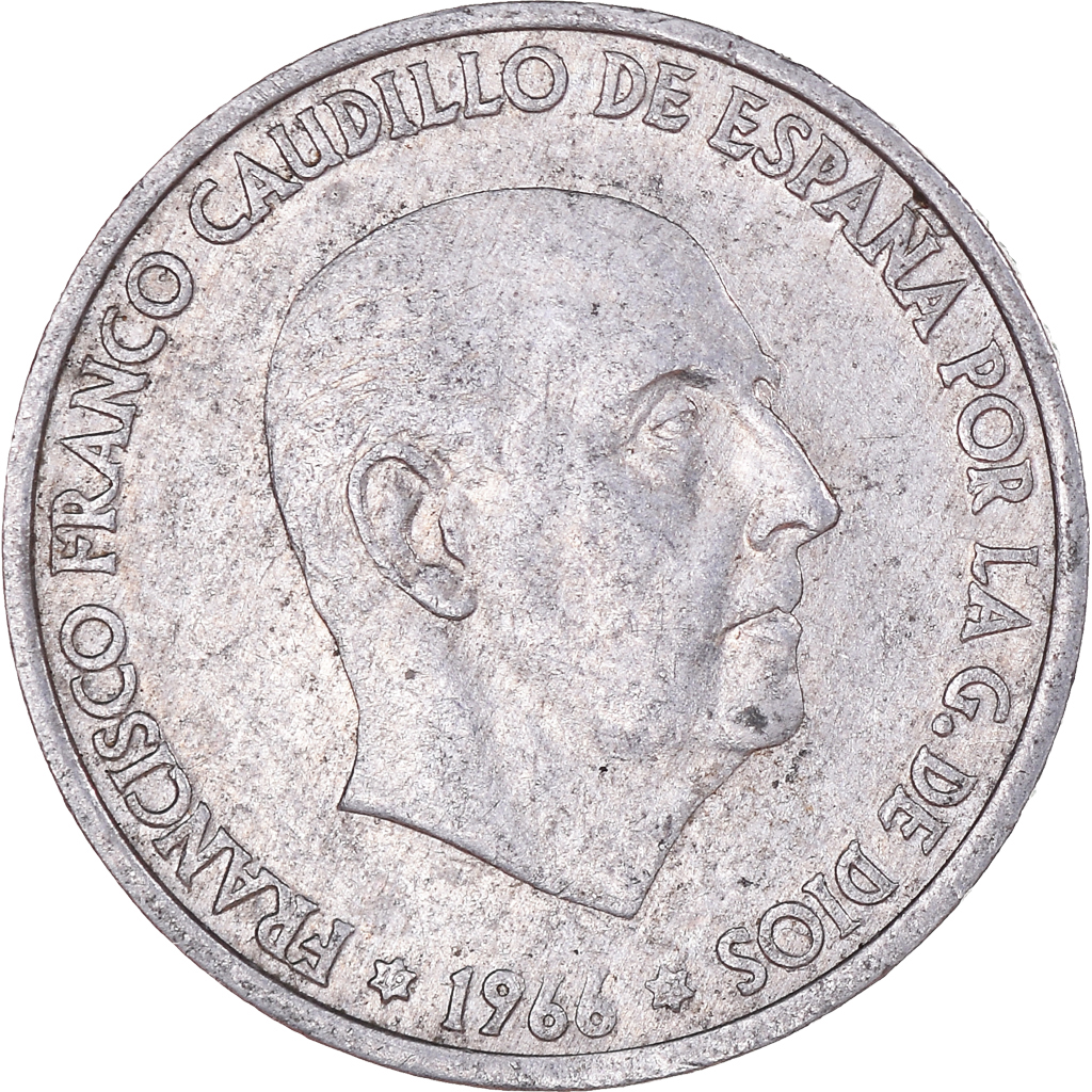 Moneda, España, Francisco Franco, caudillo, 50 Centimos, 1966, EBC+, Aluminio