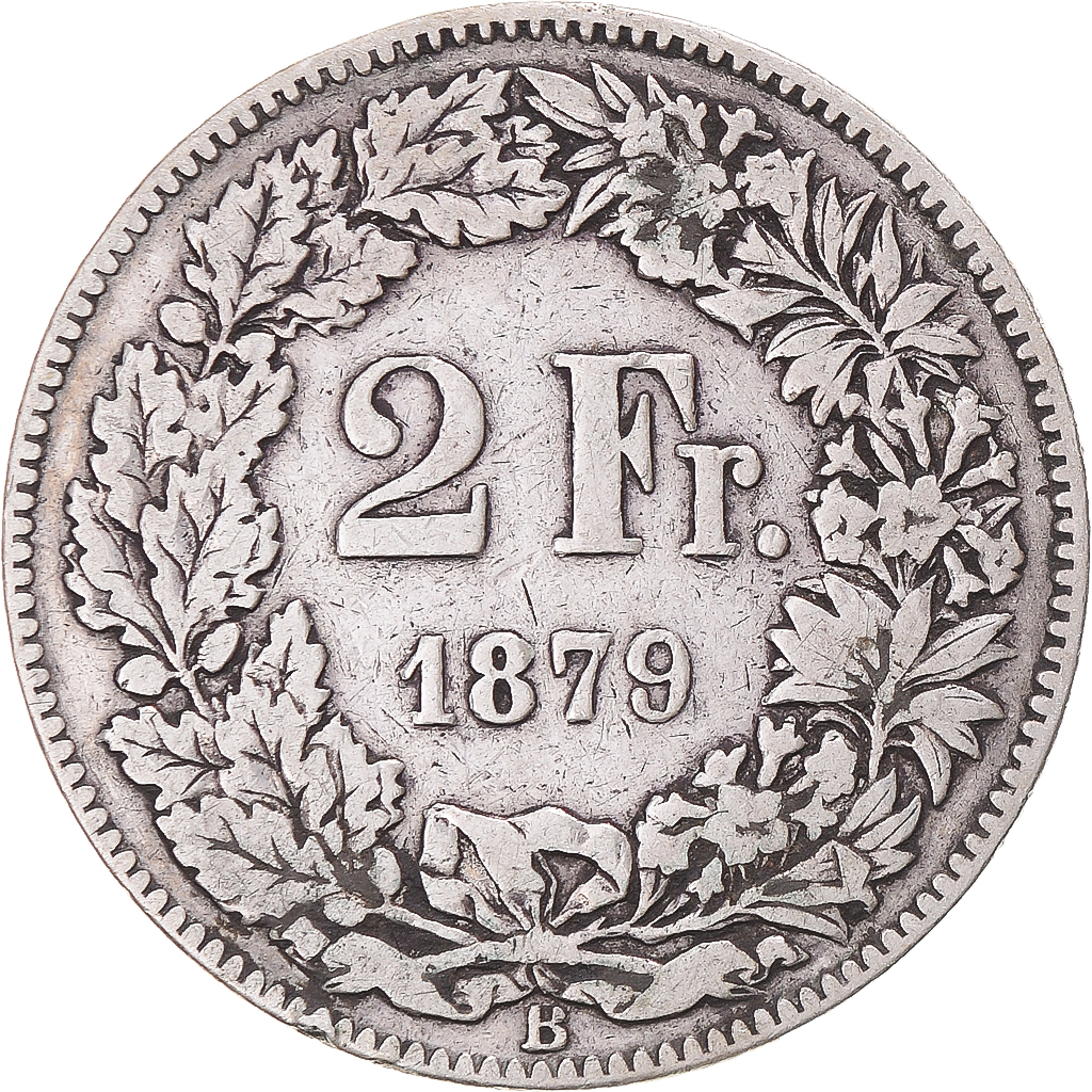 Coin, Switzerland, 2 Francs, 1879, Bern, , Silver, KM:21