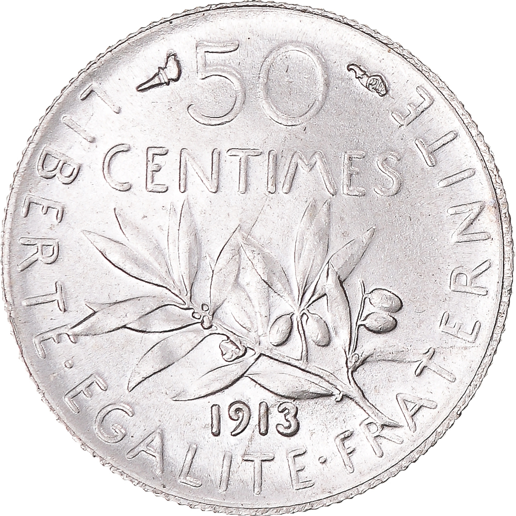 Coin, France, Semeuse, 50 Centimes, 1913, Paris, , Silver, KM:854