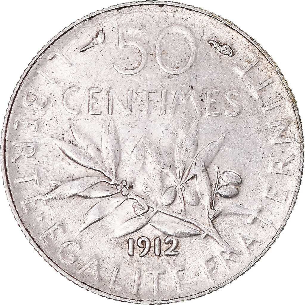 Coin, France, Semeuse, 50 Centimes, 1912, Paris, , Silver, KM:854