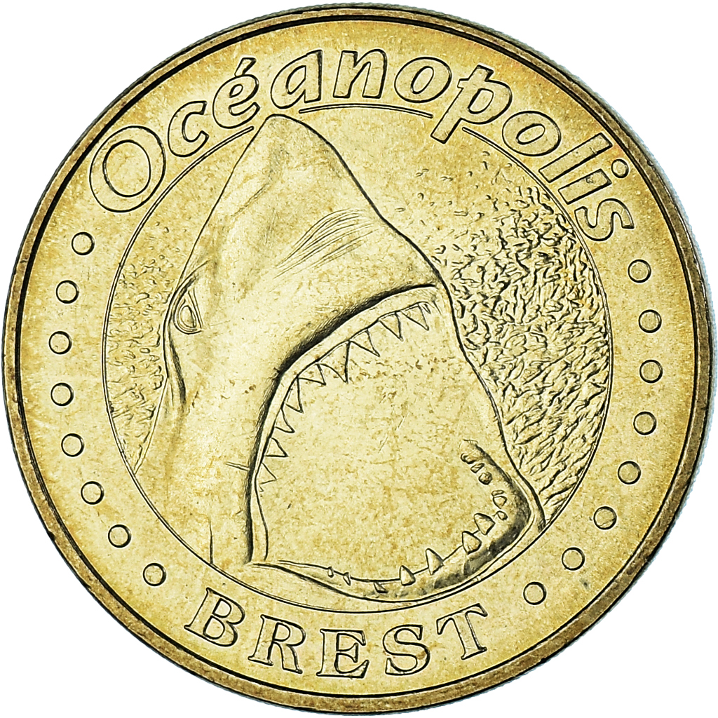 France, Token, Touristic token, Brest - Océanopolis n°3 - Requin Blanc, 2007