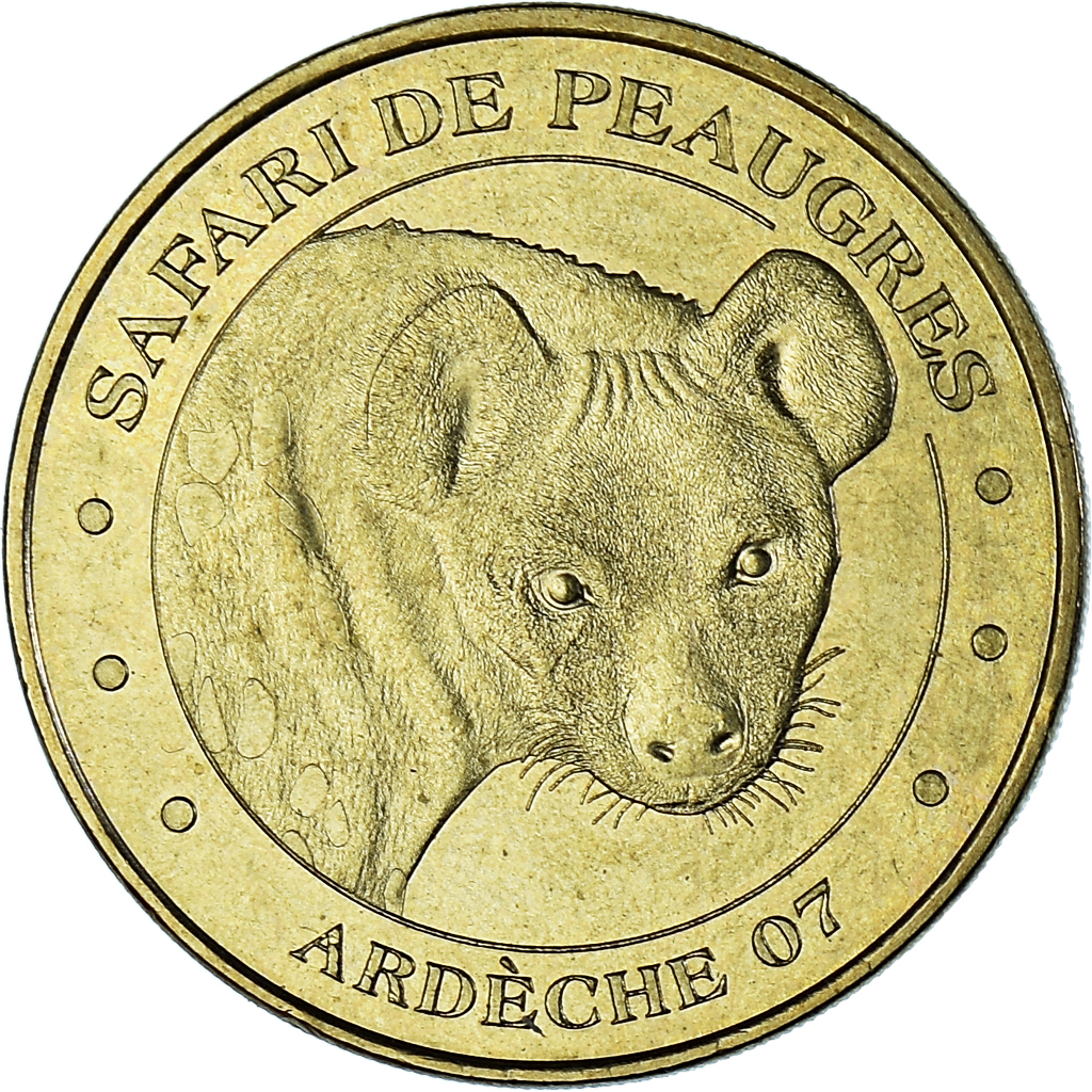 France, Token, Tourist Token, 07/ Safari de Peaugres - La hyène, 2015, Monnaie