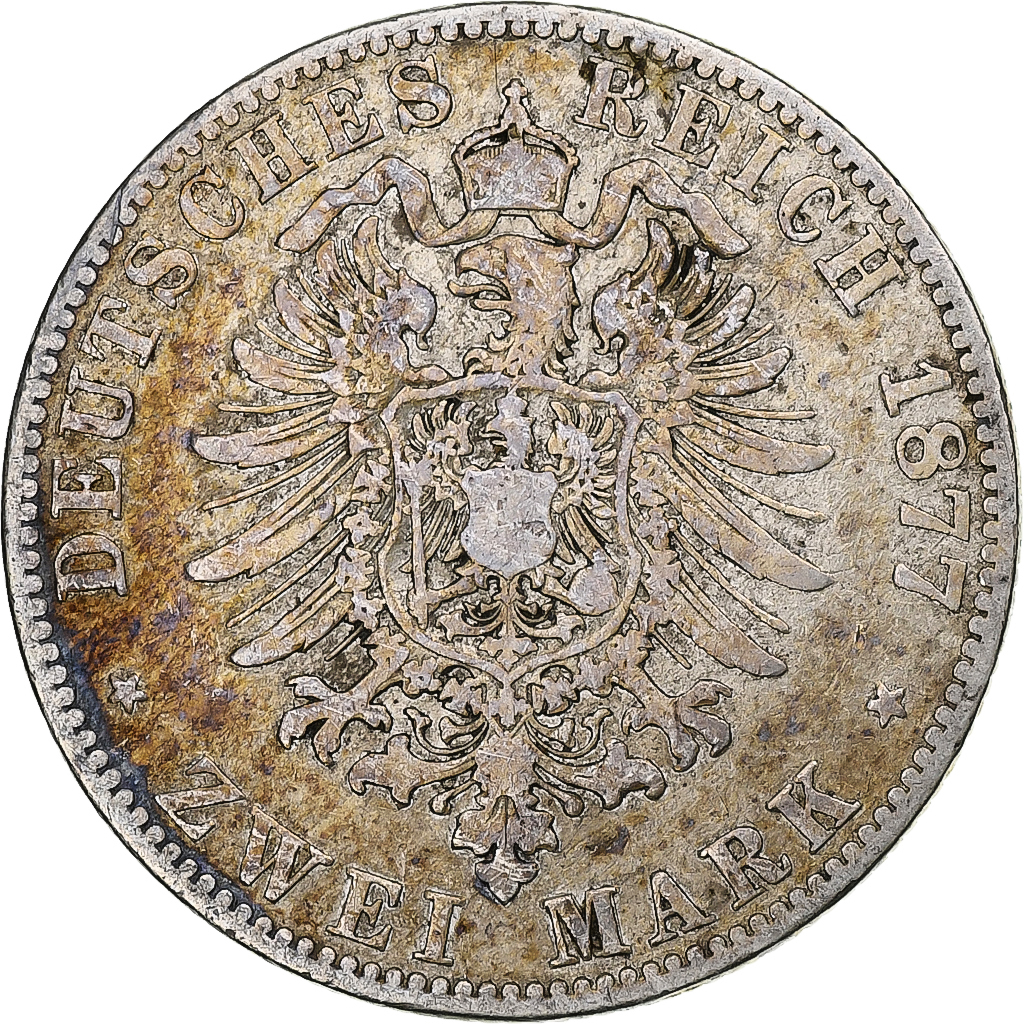 German States, PRUSSIA, Wilhelm I, 2 Mark, 1877, Berlin, , Silver