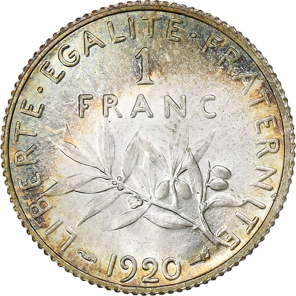 France, Semeuse, Franc, 1920, Paris, , Silver, KM:844.1, Gadoury:467