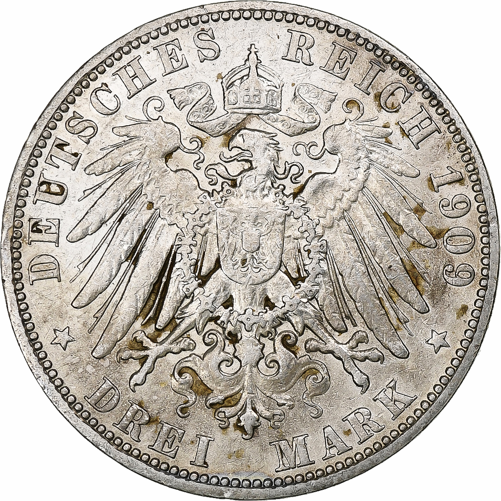 German States, HAMBURG, 3 Mark, 1909, Hamburg, Silver, , KM:620