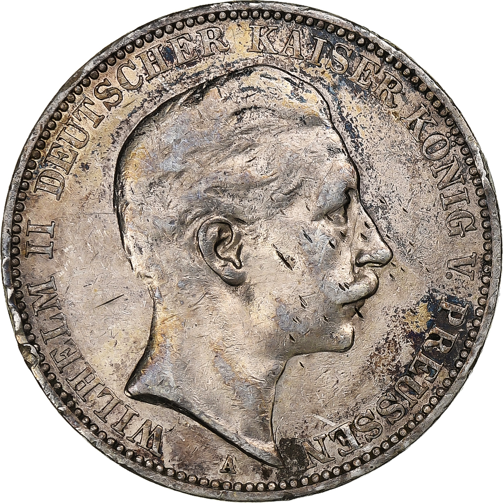 German States, PRUSSIA, Wilhelm II, 3 Mark, 1910, Berlin, Silver, 