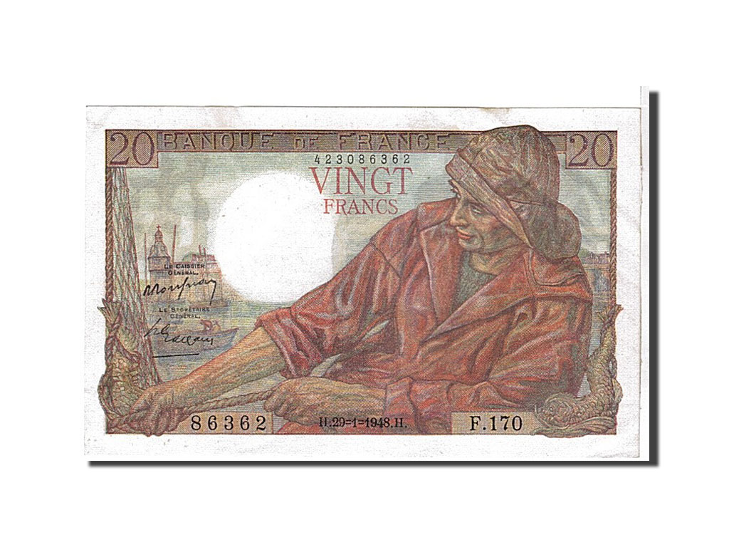Banknote, France, 20 Francs, 20 F 1942-1950 ''Pêcheur'', 1948, UNC(63)