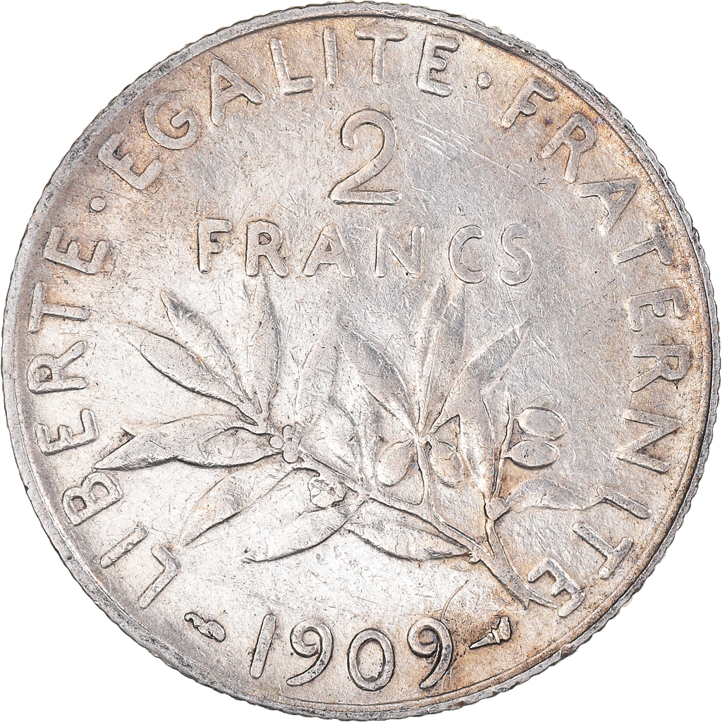 Coin, France, Semeuse, 2 Francs, 1909, Paris, , Silver, KM:845.1