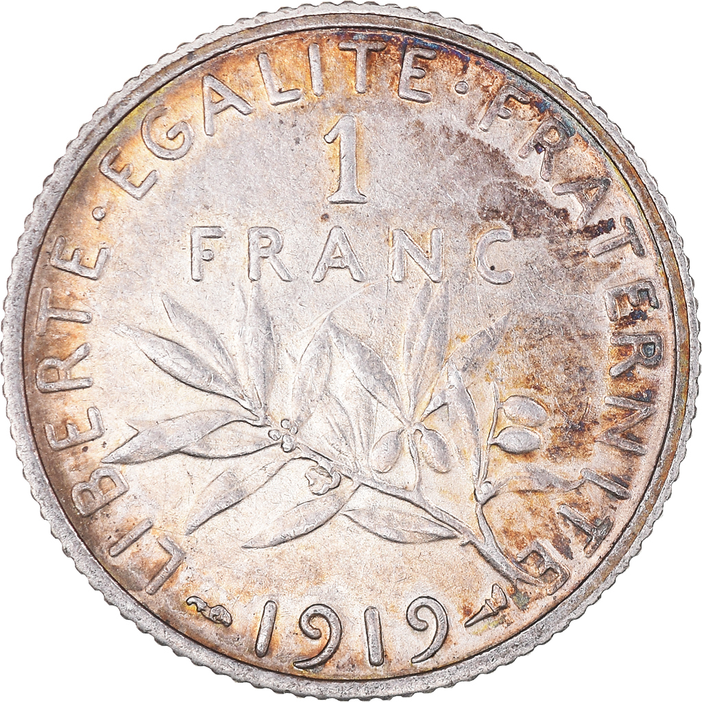 Coin, France, Semeuse, Franc, 1919, Paris, , Silver, KM:844.1