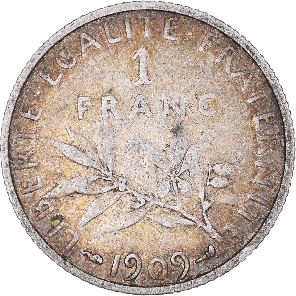 Coin, France, Semeuse, Franc, 1909, Paris, , Silver, KM:844.1