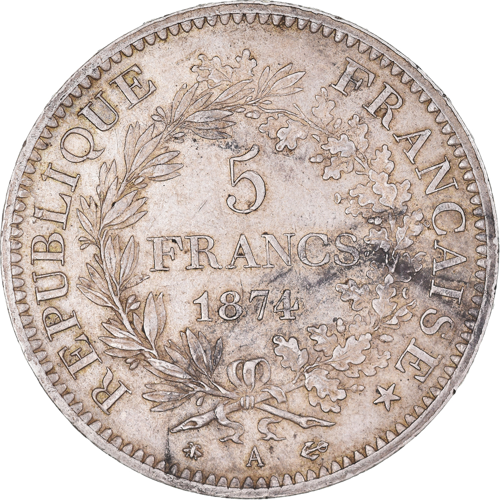 Coin, France, Hercule, 5 Francs, 1874, Paris, , Silver, KM:820.1