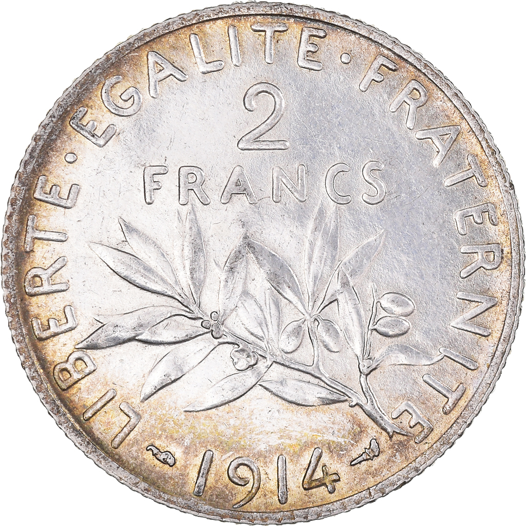 Coin, France, Semeuse, 2 Francs, 1914, Paris, , Silver, KM:845.1