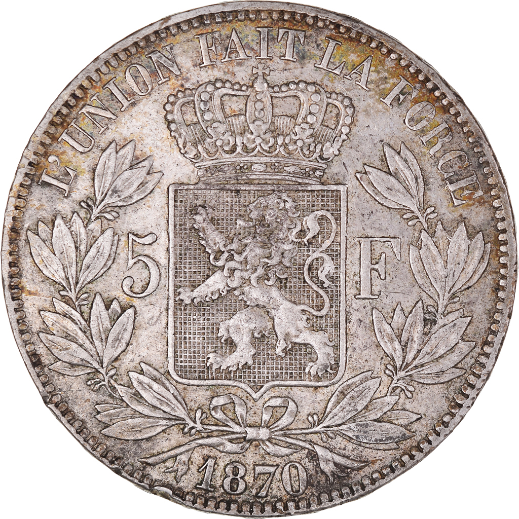 Coin, Belgium, Leopold II, 5 Francs, 5 Frank, 1870, Brussels, , Silver