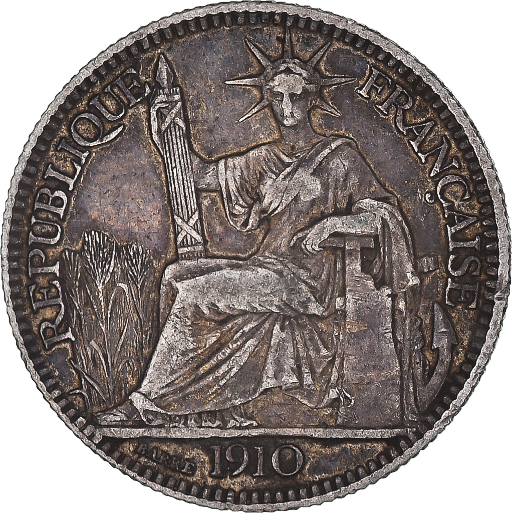 Coin, FRENCH INDO-CHINA, 10 Cents, 1910, Paris, , Silver, KM:9