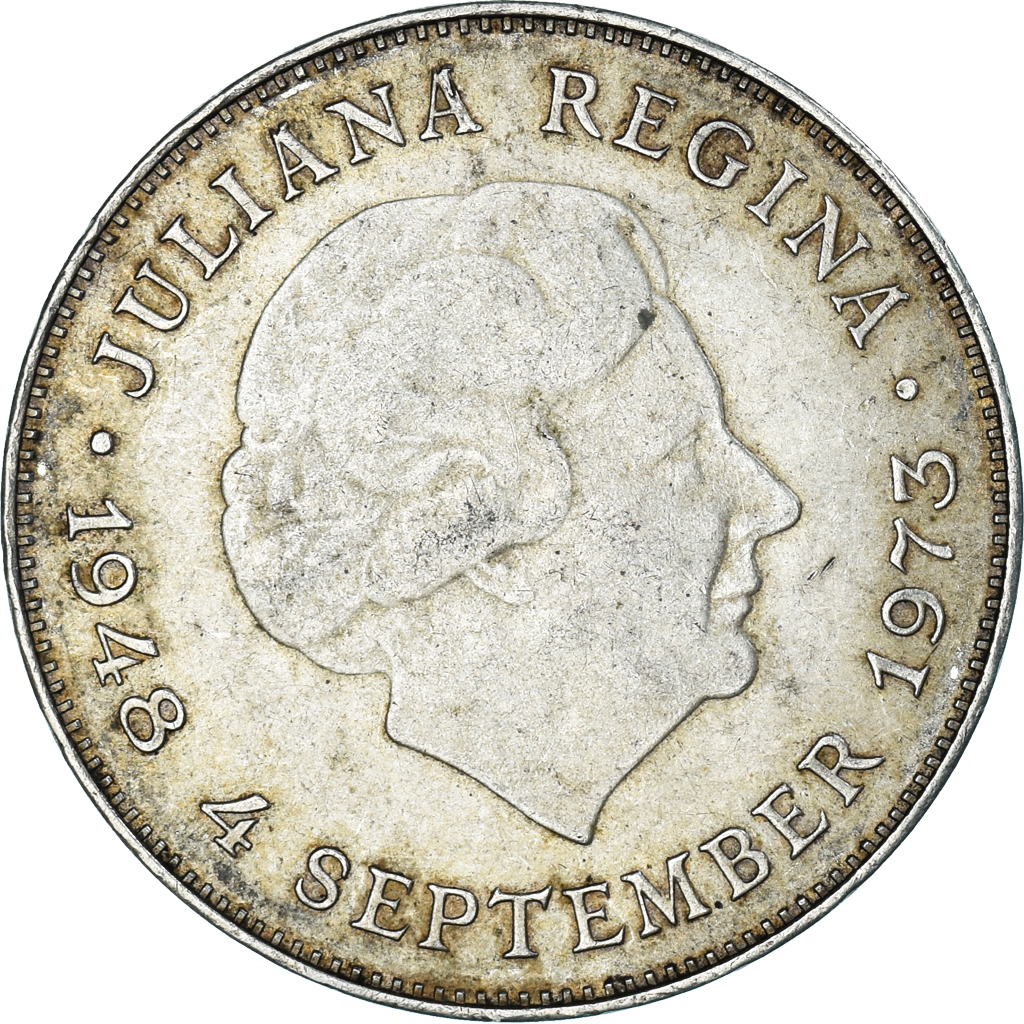 Coin, Netherlands, Juliana, 10 Gulden, 1973, , Silver, KM:196