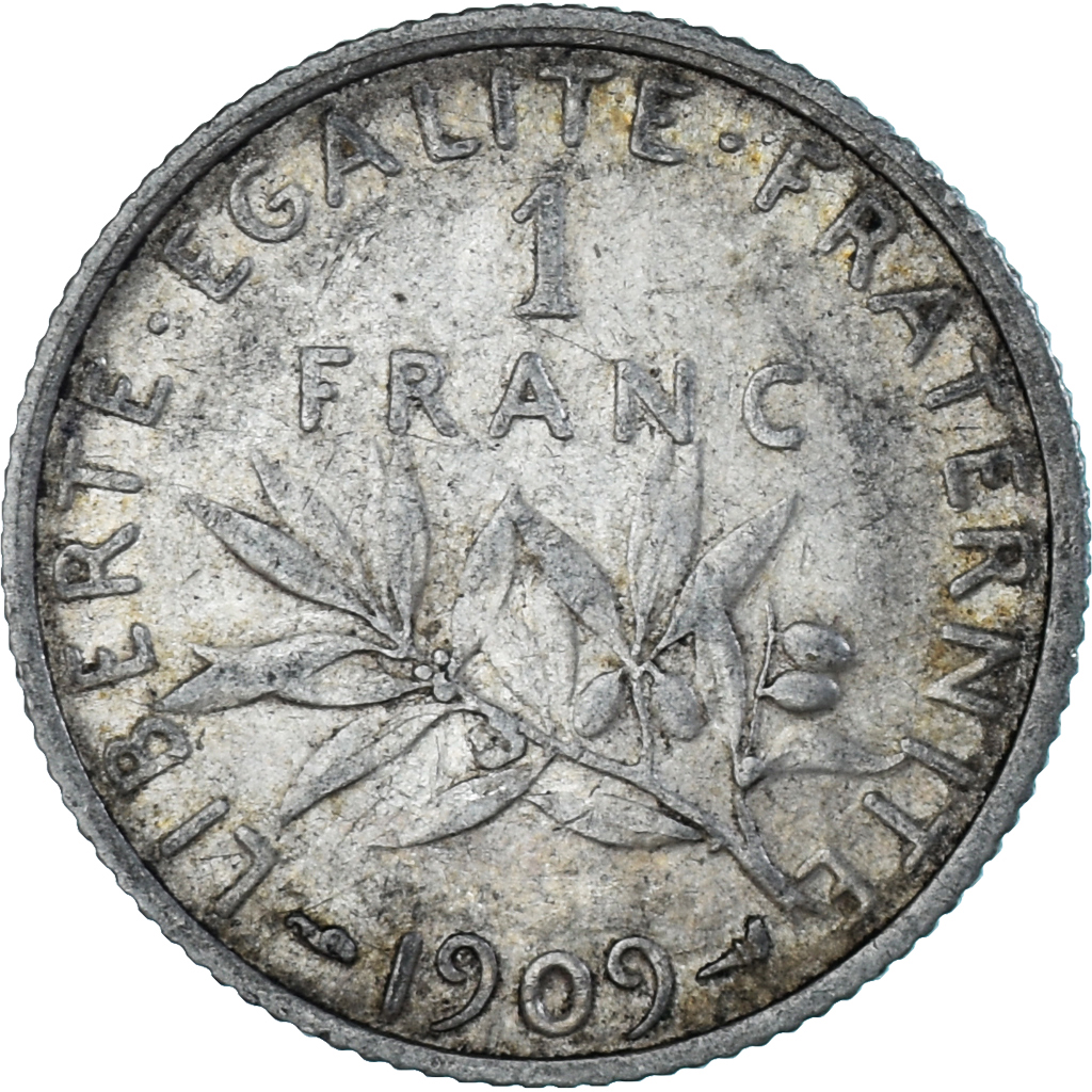 Coin, France, Semeuse, Franc, 1909, Paris, , Silver, KM:844.1
