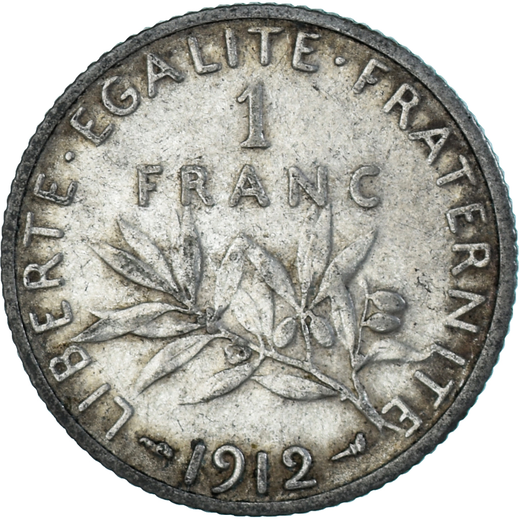 France, Semeuse, Franc, 1912, Paris, , Silver, KM:844.1