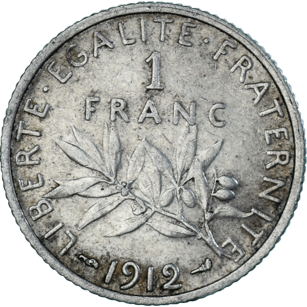 France, Semeuse, Franc, 1912, Paris, , Silver, KM:844.1