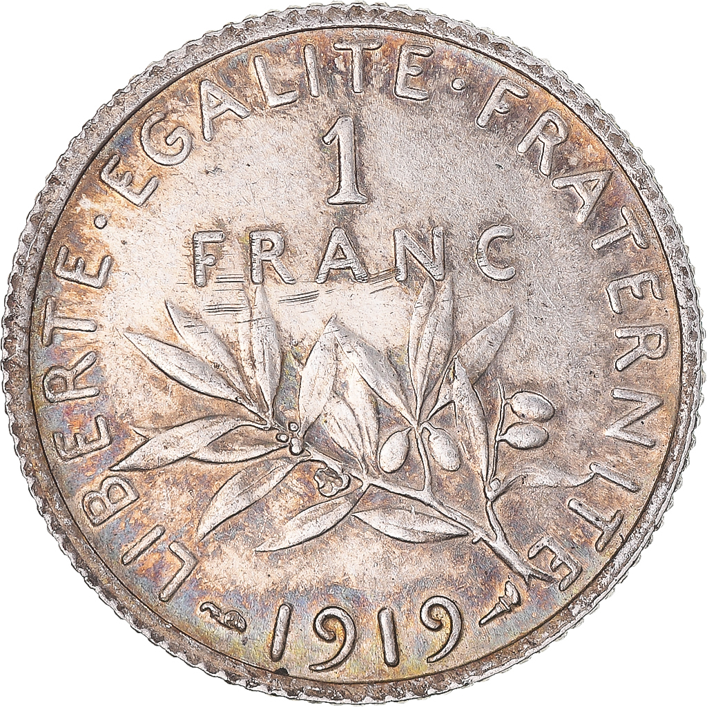 Coin, France, Semeuse, Franc, 1919, Paris, , Silver, KM:844.1