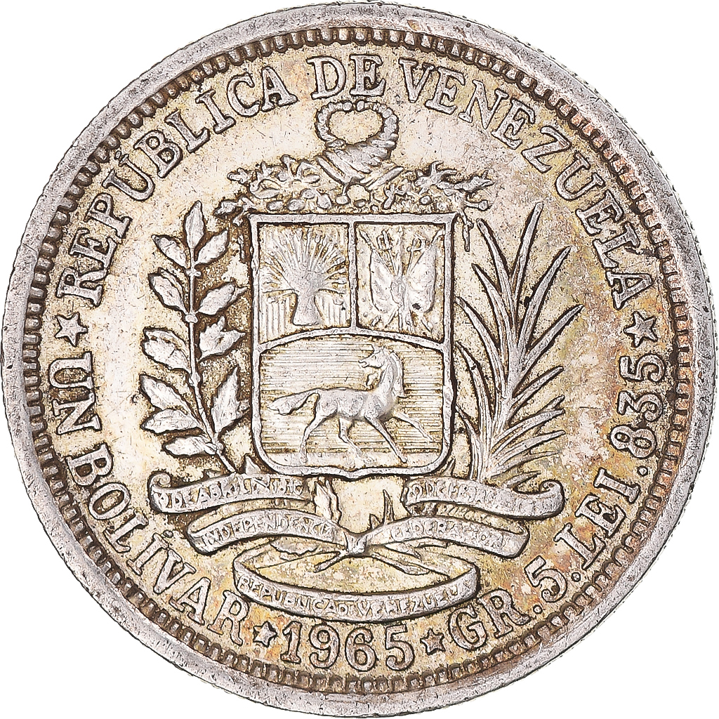Coin, Venezuela, Bolivar, 1965, , Silver, KM:37a
