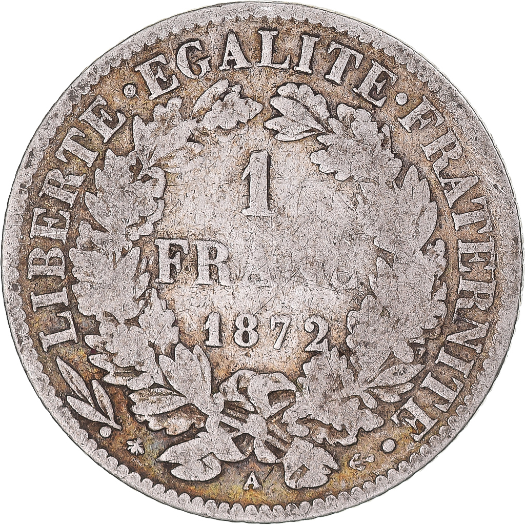 Coin, France, Cérès, Franc, 1872, Paris, , Silver, KM:822.1