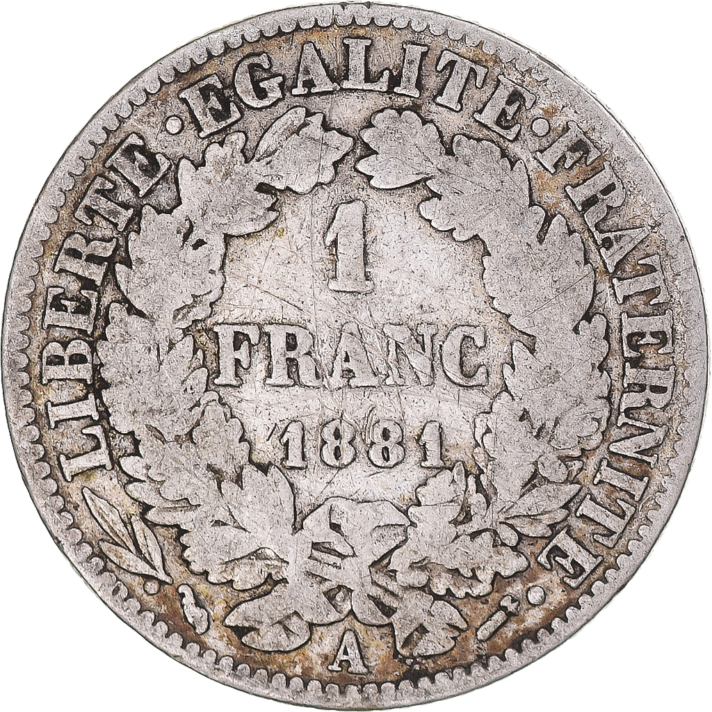 Coin, France, Cérès, Franc, 1881, Paris, 1 Franc, , Silver, KM:822.1