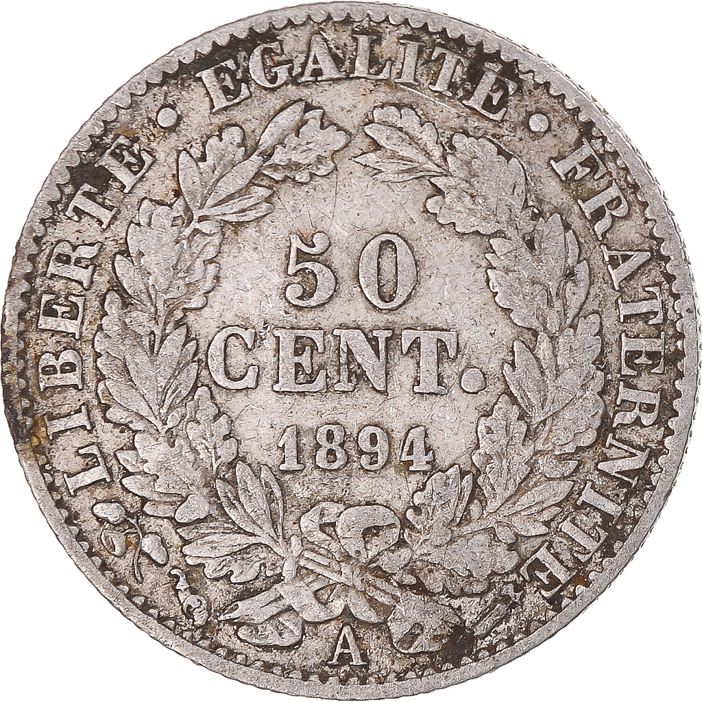 Coin, France, Cérès, 50 Centimes, 1894, Paris, , Silver, KM:834.1