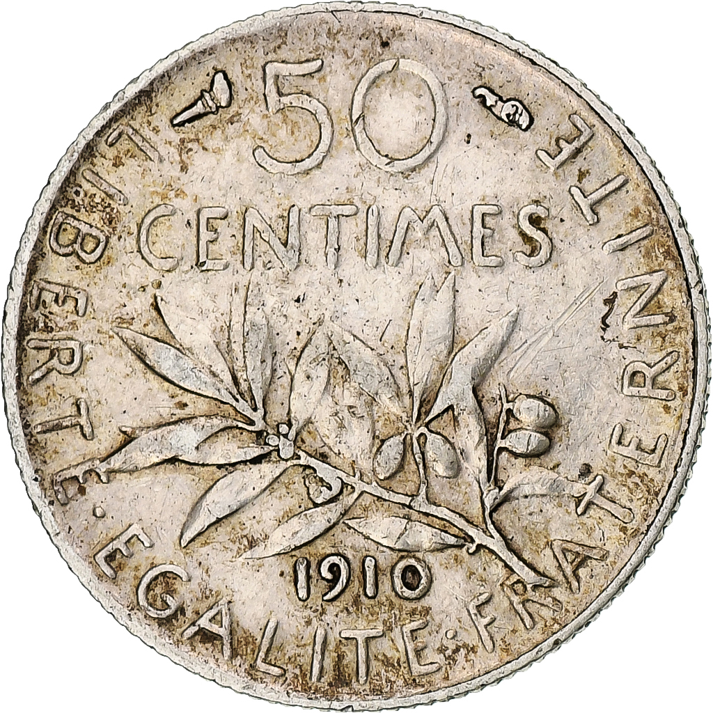 Coin, France, Semeuse, 50 Centimes, 1910, Paris, , Silver, KM:854