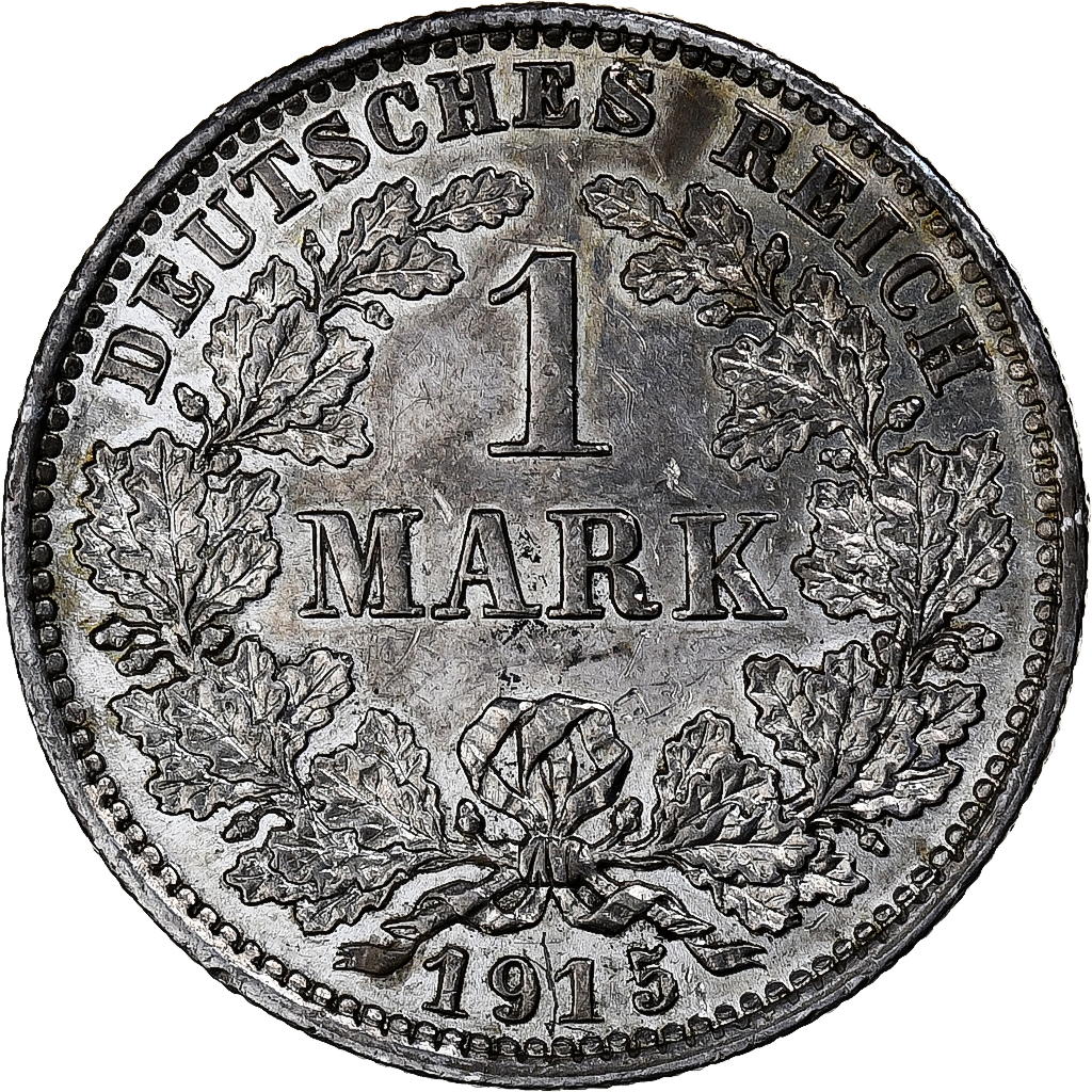GERMANY - EMPIRE, Wilhelm II, Mark, 1915, Muldenhütten, Silver, 
